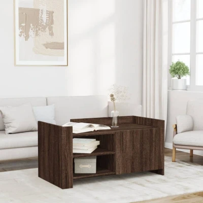 Afbeelding van Salontafel 100x50x50 cm bewerkt hout bruin eikenkleurig
