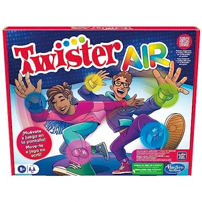 Afbeelding van Hasbro Gaming Twister Air Game spel met RA app, verbindt zich intelligente apparaten, actieve partyspellen, leeftijd: vanaf 8 jaar