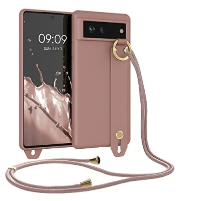 Afbeelding van kwmobile hoesje geschikt voor Google Pixel 6 Telefoonhoesje met koord en handgreep Hoes smartphone in winter roze