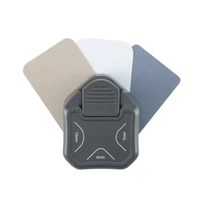 Afbeelding van Vaessen Creative 3 in 1 Rounder Punch 4/7/10 mm kaarten maken en knutselen benodigdheden hoeksnijder voor papier, uitnodigingen plakboek, donkergrijs (grafiet)