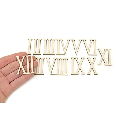 Afbeelding van 12 stks Houten Romeinse Cijfers Vorm Hout Numeriek Ornamenten Craft Decoratie (4cm hoog)