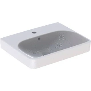 Afbeelding van Geberit smyle wastafel vierkant 1x waskom kraangat midden overloop keramiek 550 x 440 165mm bxdxh wit 500 259 01 1