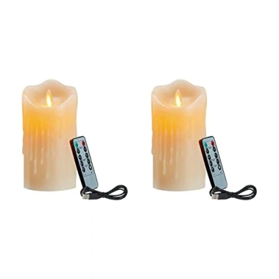 Afbeelding van reamhome 2X LED kaarsen, flikkerende vlamloze oplaadbare kaars, echte wax kaarsen met afstandsbediening, 12,5 cm