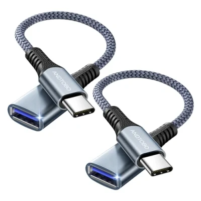Afbeelding van Adapter USB type C naar 3.0 OTG kabel, 2 stuks stekker female kabel 5 Gbit/s onderweg voor iPhone 15/15 Pro Max/15 Plus, Samsung Galaxy S23/S22/S21/S20/S23 Ultra, MacBook