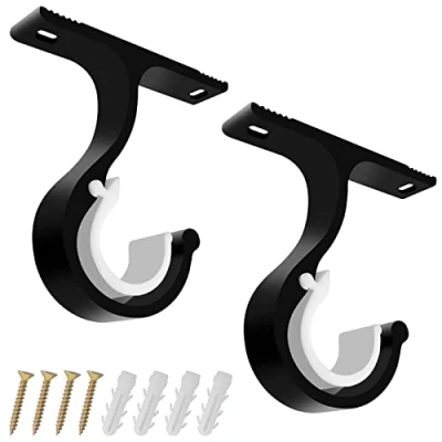 Afbeelding van Colexy gordijnstanghouder, 2 stuks, metaal, wandhouder, douchegordijnstang, accessoires voor gordijnen, kledingstang, douchestang (zwart)