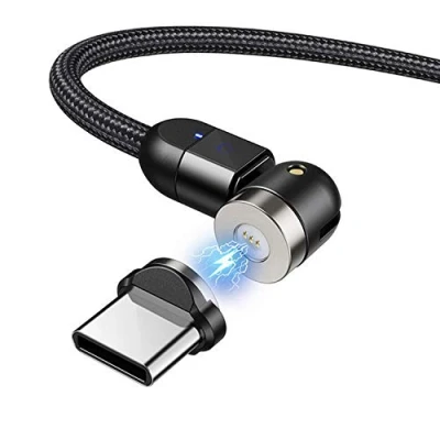 Afbeelding van Maclean Magnetische oplaadkabel 3 in 1 USB C kabel 2 m 9V / 2A, 5V 3A, nylon omvlechting (Zwart)