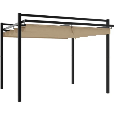 Afbeelding van Prieel met uittrekbaar dak 3x3 m aluminium taupe