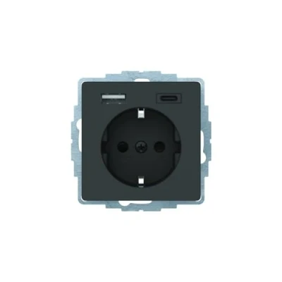 Afbeelding van berker wcd ra usb a c steek q 1 3 7 antraciet soft finish 48046086