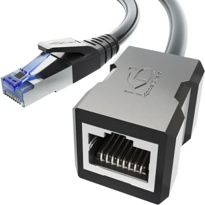 Afbeelding van KabelDirekt LAN kabelverlenging &amp; Ethernet verlenging, breukvast ontworpen 5 m (10 Gbit/s, CAT7 kabel/LAN, RJ45, verlengt netwerkkabel met volledige snelheid voor PS5/Xbox, afgeschermd, zwart)