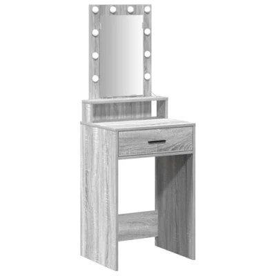 Afbeelding van vidaXL Kaptafel Grijs Sonoma Bewerkt hout, Glas 50 x 41 140 cm Spiegel
