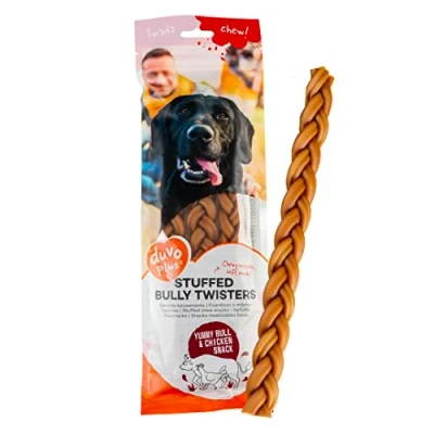 Afbeelding van Duvoplus Hondensnack Hond Chew! Gevulde Bully Twisters 25,4cm 3pcs 198g Bruin 3st