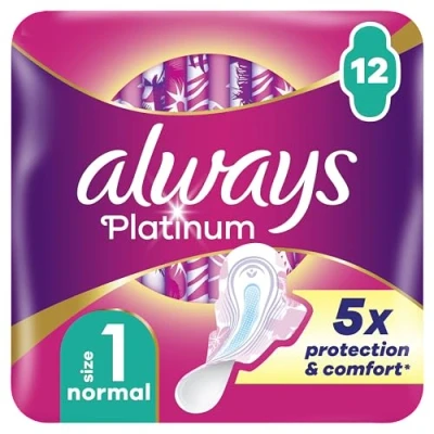 Afbeelding van Always Maandverband met vleugels Normal (Size 1) Platinum 5x Protection &amp; Comfort 12 Stuks