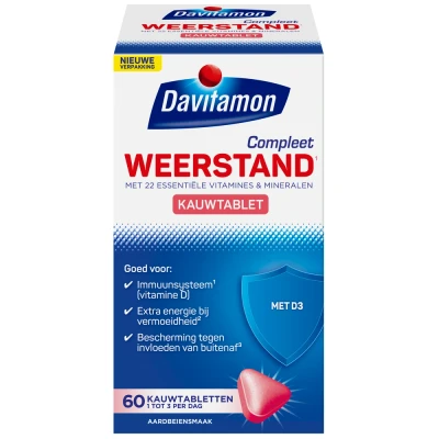 Afbeelding van Davitamon Compleet weerstand kauwvitamines aardbei