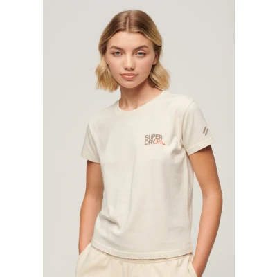 Afbeelding van Superdry Vrouwen Aansluitend Sportswear T shirt met Logo Crème Grootte: 36