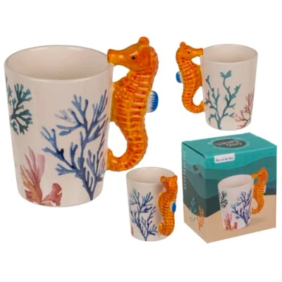 Afbeelding van Out of the blue Beker, zeepaardje, 11 x 8,5 cm, 300 ml, van aardewerk, in geschenkdoos