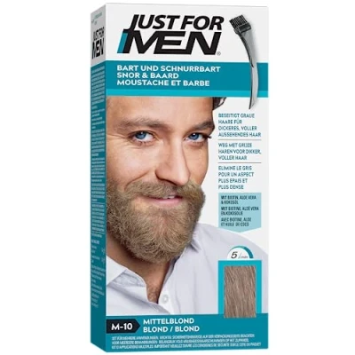 Afbeelding van Just For Men Snor en Baardverf Middelblond, Verwijdert Grijs voor een Dikkere Vollere Look M10