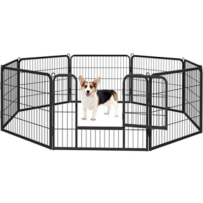 Afbeelding van Yaheetech 8 delig puppyren vrijloopren met deur loopstal voor honden / konijnen kleine huisdieren elk 80 cm x 60