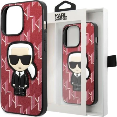 Afbeelding van Karl Lagerfeld KLHCP13LPMNIKPI hoesje voor iPhone 13 Pro / hardcase rode monogram Ikonik patch