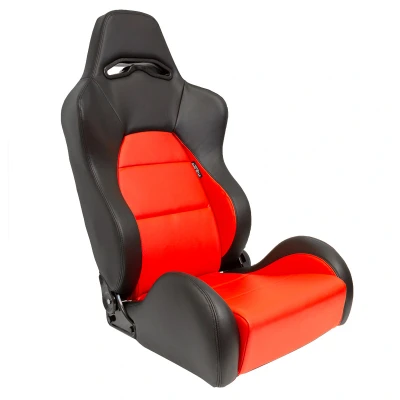 Afbeelding van AutoStyle Sportstoel &#039;Eco&#039; Zwart/Rood Kunstleder Linkerzijde verstelbare rugleuning incl. sledes