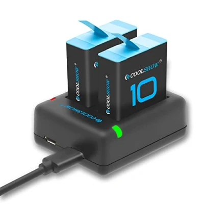 Afbeelding van COOLSHOW HERO 10 Batterij 12/10/9 Battey Vervanging 2 Packs en Dual USB 12/11/10/9 Oplader Compatibel met GoPro 12 Zwart, 11 HERO9 Zwart
