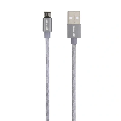 Afbeelding van Skross USB kabel 2.0 A stekker 1.20 m Space grijs Rond, Flexibel, Stoffen mantel SKCA0010A M120CN