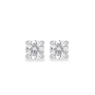 Afbeelding van Tuscany Silver dames Sterling zilveren ronde witte Cubic Zirconia klauw Stud Oorbellen