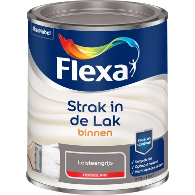 Afbeelding van flexa strak in de lak binnenlak hoogglans leisteengrijs 0.75 ltr