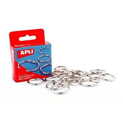 Afbeelding van APLI 000454 20 stuks metalen ring werkdag 38 mm zilver