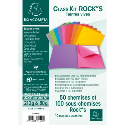 Afbeelding van 50 Dossiermappen + 100 inlegmappen ROCK&#039;&#039;S A4 Assorti per 5