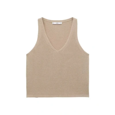 Afbeelding van Mango Vneck Top, Dames, Maat: XS, Sand