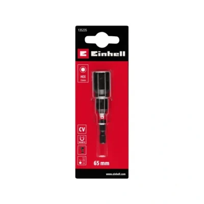 Afbeelding van Einhell Magnetische impact zeskantige dopsleutel met 1/4 inch E 6,3 schacht, 13 mm, chroom vanadium, torsiezone, permanente magneet, rode gekleurde ring