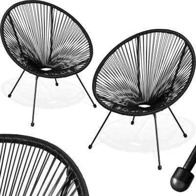 Afbeelding van tectake balkonset tuinset Set van 2 stoelen œSantana zwart