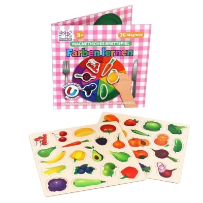 Afbeelding van Magikon UD39 Magneetspel, kleuren, leren met 36 magneten, speelgoed om te leren, fruit en groenten, magneetspel voor kinderen, educatief vanaf 3 jaar