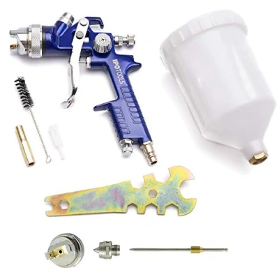 Afbeelding van IPOTOOLS HVLP H 827P Professionele verfspuitpistool, 1,3 mm + 1,7 spuitsysteem, spuitpistool met 600 ml plastic beker en roestvrijstalen mondstuk van mondstukset