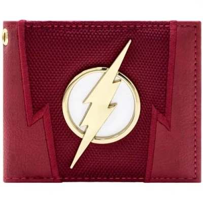Afbeelding van The Flash Gouden Bliksemschicht Embleem Superheld Pak Portemonnee/Beurs Bi Fold ID &amp; Kaarthouder, Rood