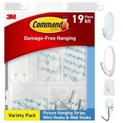 Afbeelding van Command Variety Pack, Picture Hangstrips, draadhaken en wandhaken, schadevrij hangend helder variatiepakket voor maximaal 19 Back to School Dorm Organizers, 1 Kit