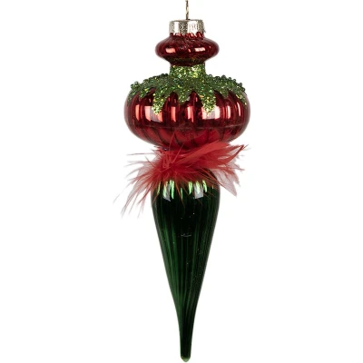 Afbeelding van Clayre &amp; Eef Kerstbal 18 cm Rood Groen Glas Kerstboomversiering