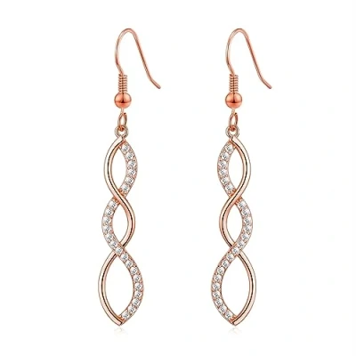 Afbeelding van Philip Jones Rosé vergulde Twist Drop Oorbellen Gemaakt met Zirkondia® kristallen, Kristal, Kristallen