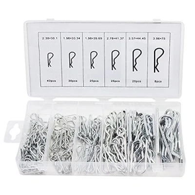 Afbeelding van HSeaMall 150PCS Heavy Duty Zink Plated Spring Cotter Pin Split pinnen R Clips 6 Size Haarpin Hitch Assortiment Kit
