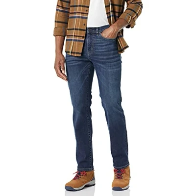 Afbeelding van Amazon Essentials Heren straight fit jeans met hoge stretch, donkere was, 38 W x 30 l