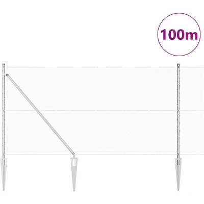 Afbeelding van vidaXL Hexagonaal Hek 1x100 m Verzonken Staal, Hekpalen met Spijker 13 stuks Ø32 mm 120 cm Staal