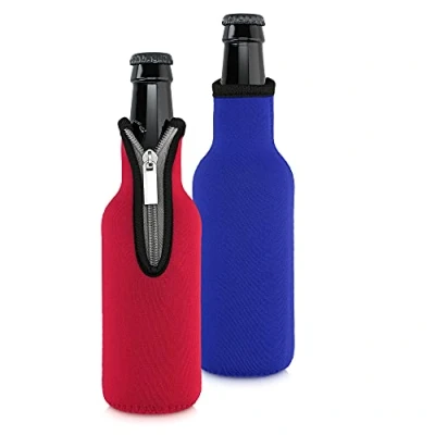 Afbeelding van kwmobile 2 Flessenkoeler geschikt voor 330ml fles bier en andere koude drankjes Van geïsoleerd neopreen Hoes in blauw / rood.