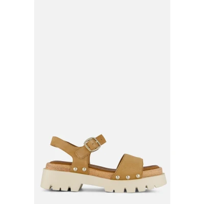 Afbeelding van Tamaris Sandalen met plateauzool, Dames, Maat: 38, Camel Leer