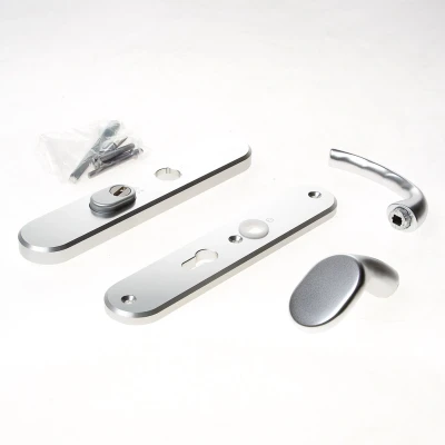 Afbeelding van Hoppe Tokyo veiligheidsbeslag knop/kruk Aluminium F1 PC55 LS met kerntrekbeveiliging (afgerond) SKG***