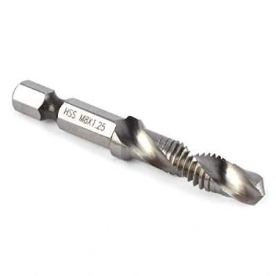 Afbeelding van Tap Taper Drill, Hex Shank Taps Drill Bits, Hexagonal Handle Compound Bits Geschikt voor boren, tappen, snijden op zacht metaal, aluminium plaat, ijzer (M8 x 1,25)