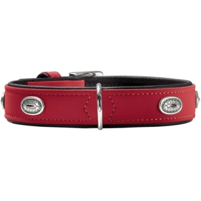 Afbeelding van HUNTER SOFTIE STONE Hondenhalsband, kunstleer, met applicaties, onderhoudsvriendelijk, 55 (M L), rood