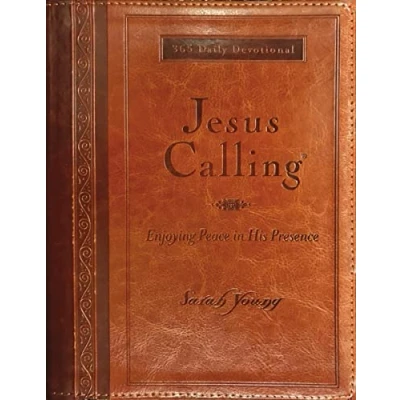 Afbeelding van Jesus Calling, Large Text Brown Leathersoft, with Full Scriptures: Enjoying Peace in His Presence (A 365 Day Devotional)