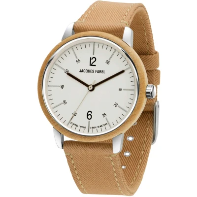 Afbeelding van JACQUES FAREL hayfield Horloge Duurzaam Vegan Analoog Bruin Unisex Ahornhout Verstelbaar bandje 16 21 cm 3 Bar ORW 1033