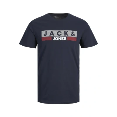 Afbeelding van Jack &amp; Jones Oneck Tshirt print, Heren, Maat: 4XL, Navy blazer