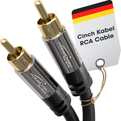 Afbeelding van KabelDirekt cinch subwoofer kabel 1 m (coax geschikt voor versterkers, stereo installaties, HiFi systemen &amp; andere toestellen met aansluitpunt, naar cinch)